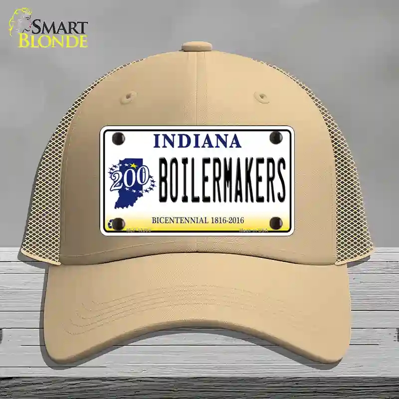 HAT15-MLP-12205 Boilermakers Indiana Novelty License Plate Hat, Mesh - Khaki