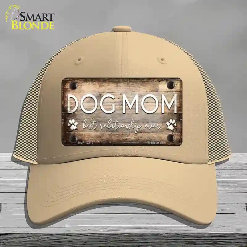 HAT15-MLP-12210 Dog Mom Novelty License Plate Hat, Mesh - Khaki