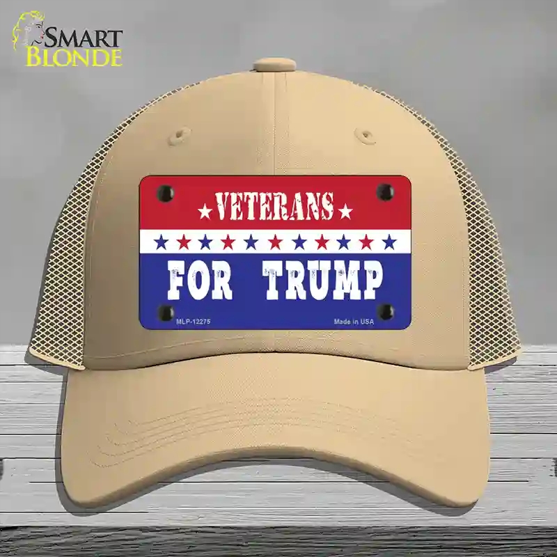 HAT15-MLP-12275 Veterans for Trump Novelty License Plate Hat, Mesh - Khaki