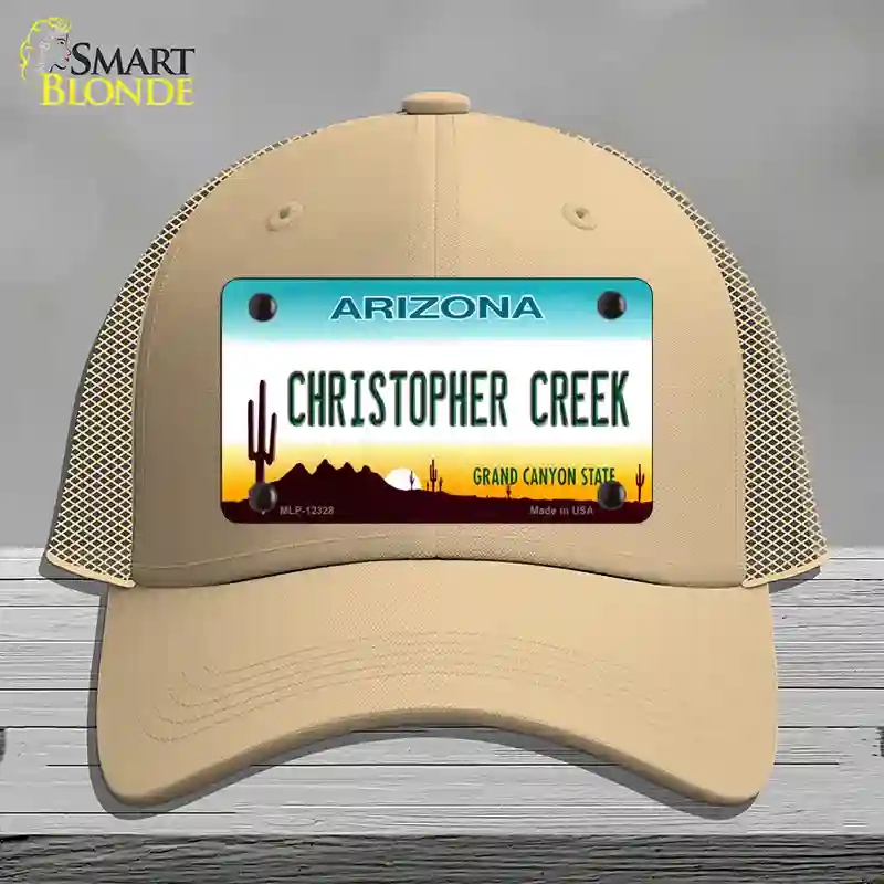 HAT15-MLP-12328 Christopher Creek Arizona Novelty License Plate Hat, Mesh - Khaki