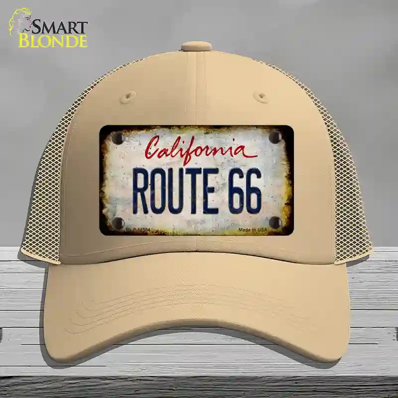 HAT15-MLP-12504 Route 66 California Rusty Novelty License Plate Hat, Mesh - Khaki