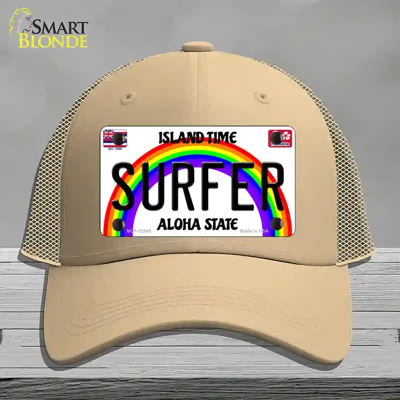 HAT15-MLP-12549 Surfer Hawaii Novelty License Plate Hat, Mesh - Khaki