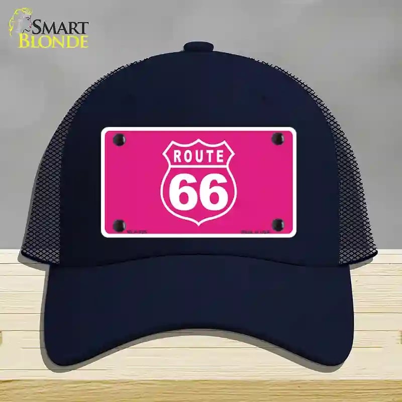 HAT16-MLP-025 US Route 66 Pink Novelty License Plate Hat, Mesh - Navy