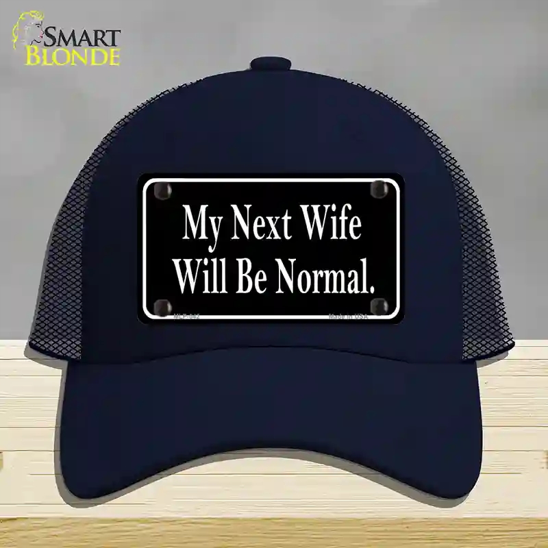 HAT16-MLP-042 My Next Wife Novelty License Plate Hat, Mesh - Navy