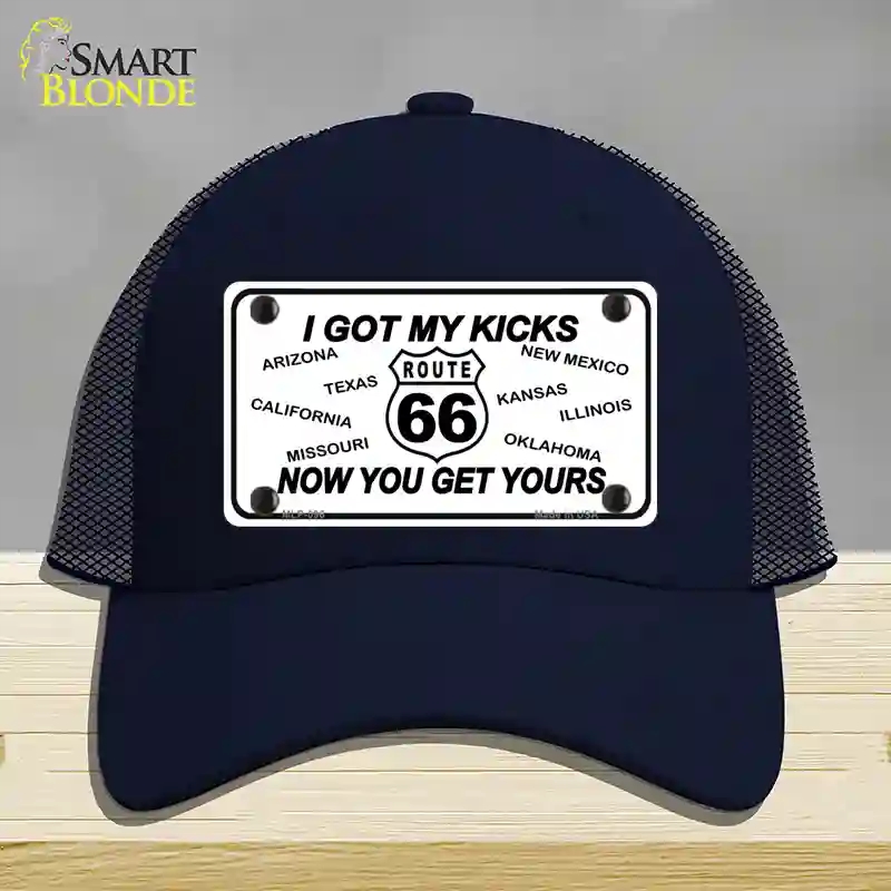 HAT16-MLP-096 I Got My Kicks Novelty License Plate Hat, Mesh - Navy