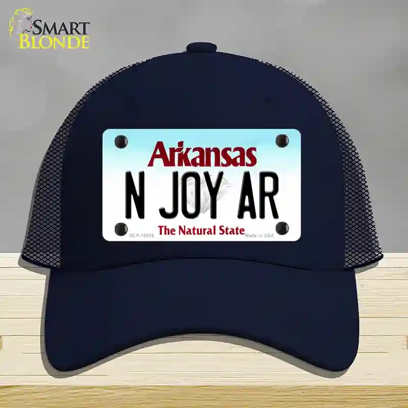 HAT16-MLP-10036 N Joy AR Arkansas Novelty License Plate Hat, Mesh - Navy
