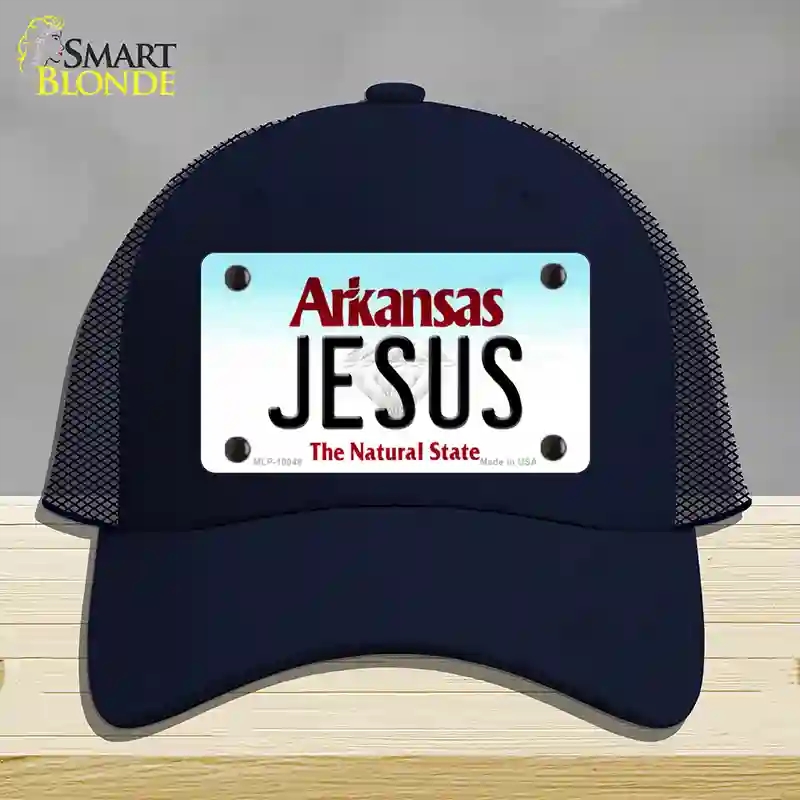 HAT16-MLP-10048 Jesus Arkansas Novelty License Plate Hat, Mesh - Navy