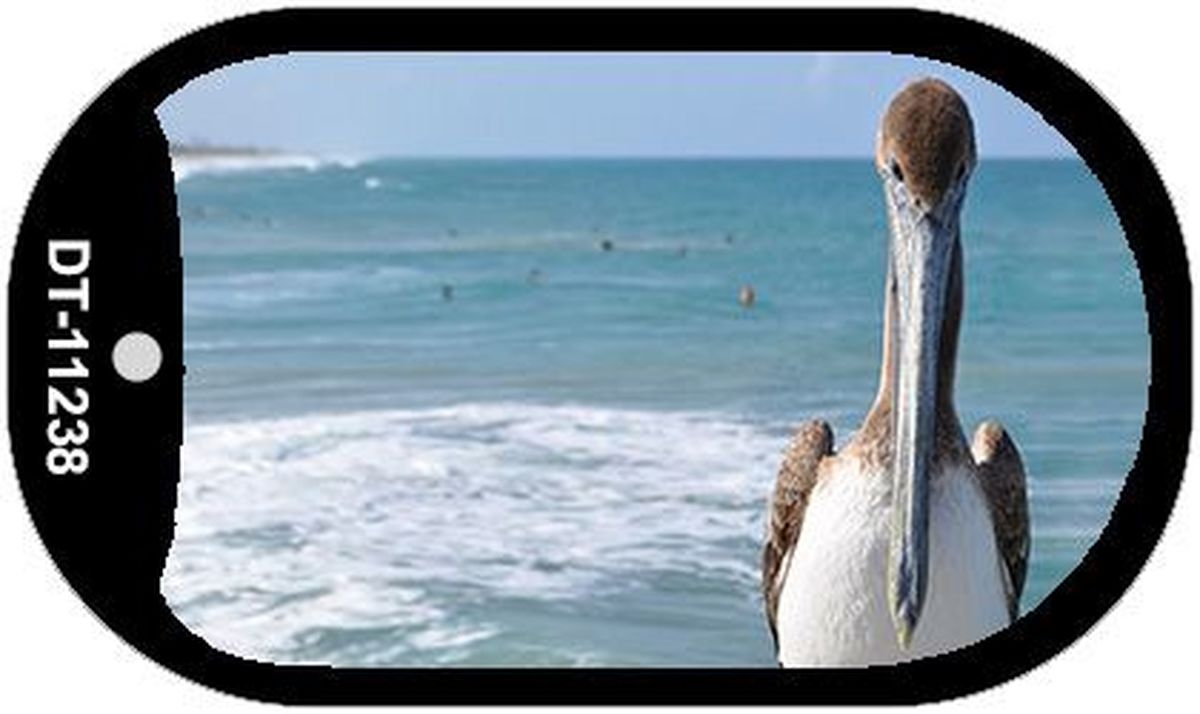 Picture of Smart Blonde DT-11238 1.5 x 2 in. Pelican - Ocean Background Novelty Metal Dog Tag Necklace