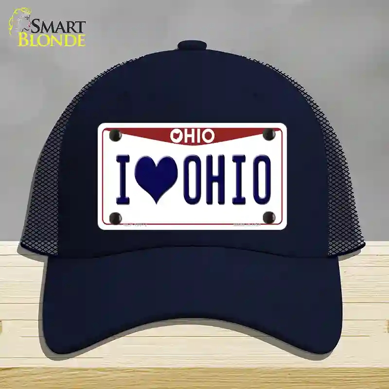 HAT16-MLP-10072 I Love Ohio Novelty License Plate Hat, Mesh - Navy