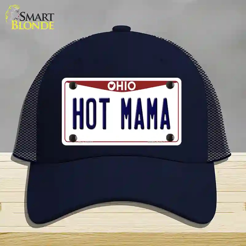 HAT16-MLP-10081 Hot Mama Ohio Novelty License Plate Hat, Mesh - Navy