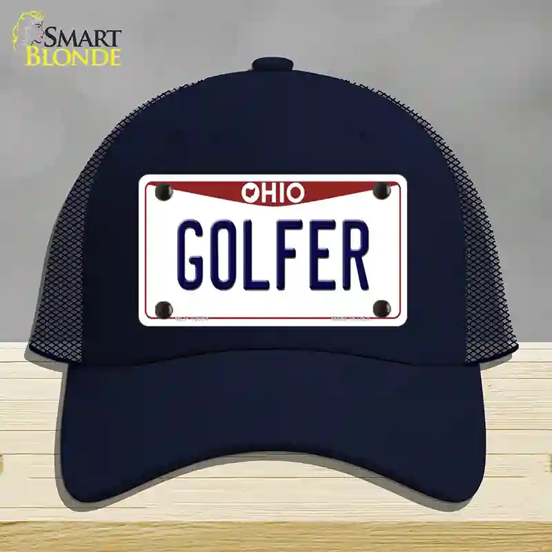 HAT16-MLP-10094 Golfer Ohio Novelty License Plate Hat, Mesh - Navy