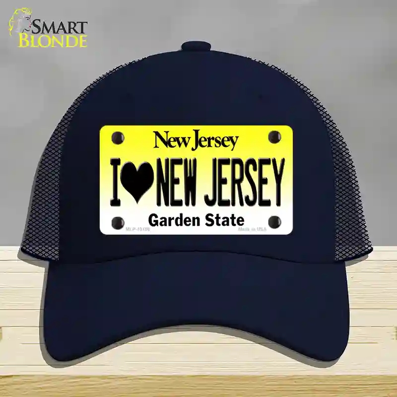 HAT16-MLP-10156 I Love   Jersey Novelty License Plate Hat, Mesh - Navy