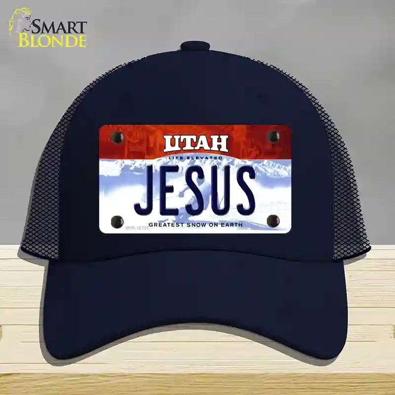 HAT16-MLP-10211 Jesus Utah Novelty License Plate Hat, Mesh - Navy