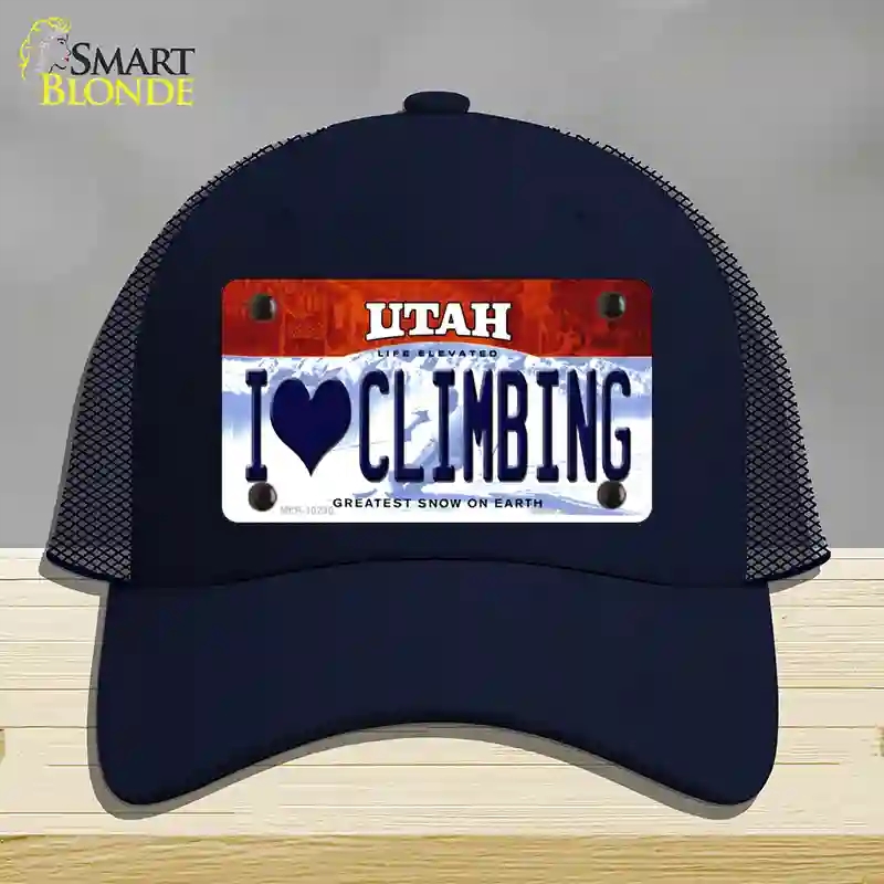 HAT16-MLP-10230 I Love Climbing Utah Novelty License Plate Hat, Mesh - Navy