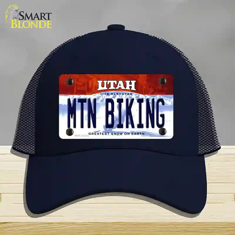 HAT16-MLP-10233 Mtn Biking Utah Novelty License Plate Hat, Mesh - Navy