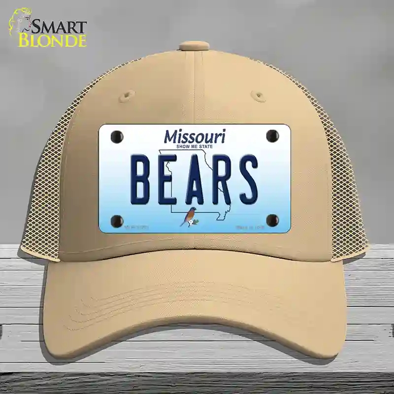 HAT15-MLP-10251 Bears Missouri Novelty License Plate Hat, Mesh - Khaki