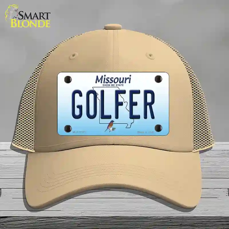 HAT15-MLP-10271 Golfer Missouri Novelty License Plate Hat, Mesh - Khaki