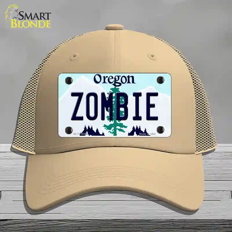HAT15-MLP-10366 Zombie Oregon Novelty License Plate Hat, Mesh - Khaki