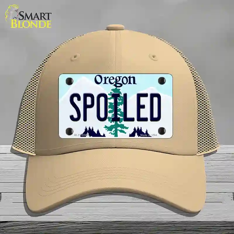 HAT15-MLP-10367 Spoiled Oregon Novelty License Plate Hat, Mesh - Khaki