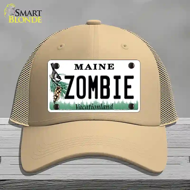 HAT15-MLP-10407 Zombie Maine Novelty License Plate Hat, Mesh - Khaki
