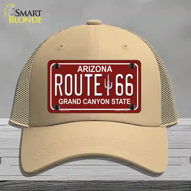HAT15-MLP-105 Route 66 Arizona Red Novelty License Plate Hat, Mesh - Khaki