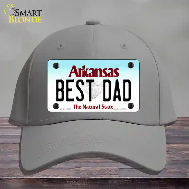 HAT23-MLP-10062 Best Dad Arkansas Novelty License Plate Hat, Cotton - Gray
