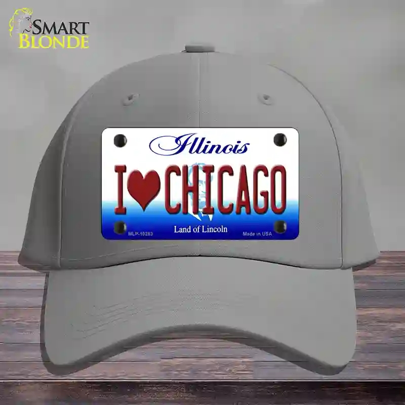 HAT23-MLP-10283 I Love Chicago Illinois Novelty License Plate Hat, Cotton - Gray