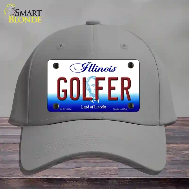 HAT23-MLP-10314 Golfer Illinois Novelty License Plate Hat, Cotton - Gray