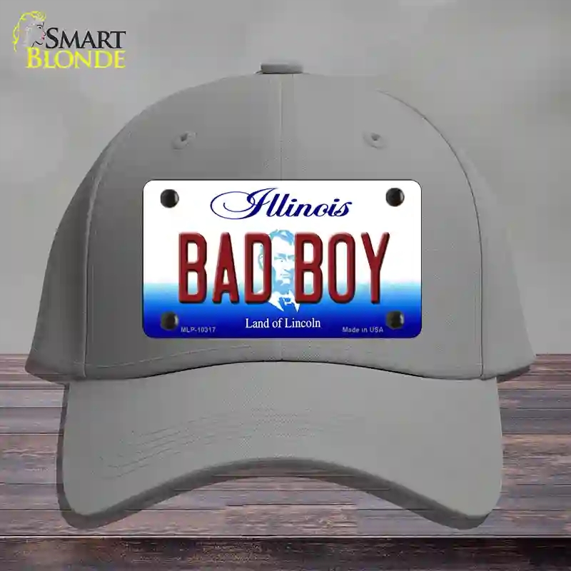 HAT23-MLP-10317 Bad Boy Illinois Novelty License Plate Hat, Cotton - Gray