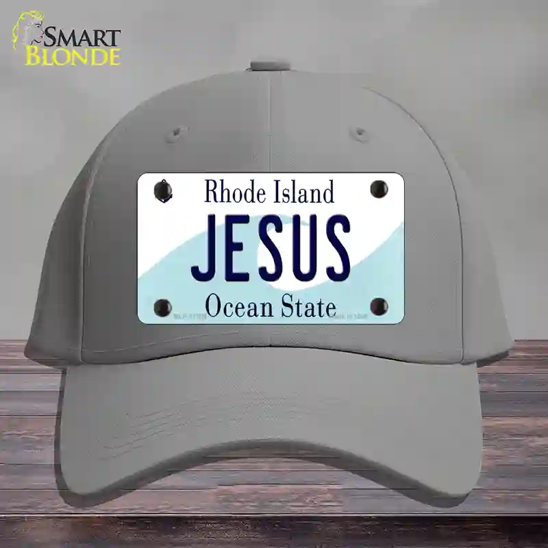 HAT23-MLP-11205 Jesus Rhode Island State Novelty License Plate Hat, Cotton - Gray