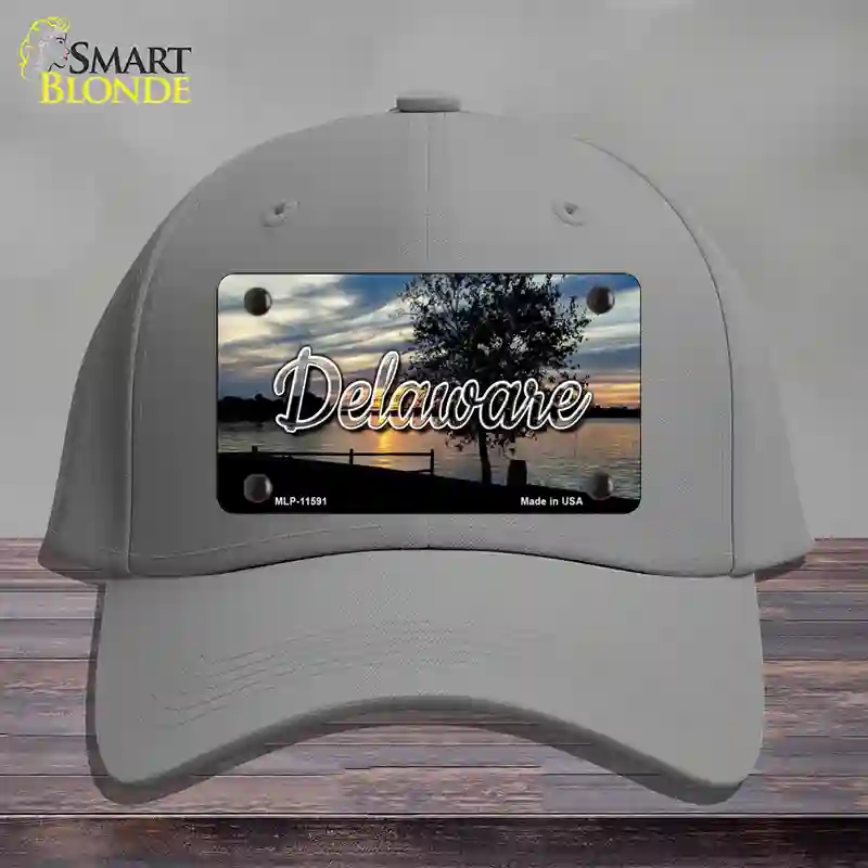 HAT23-MLP-11591 Delaware River Sunset State Novelty License Plate Hat, Cotton - Gray