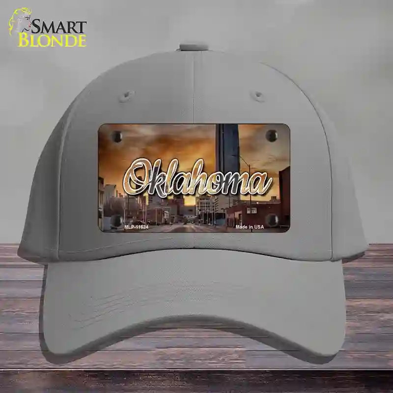 HAT23-MLP-11624 Oklahoma Sunset Skyline State Novelty License Plate Hat, Cotton - Gray