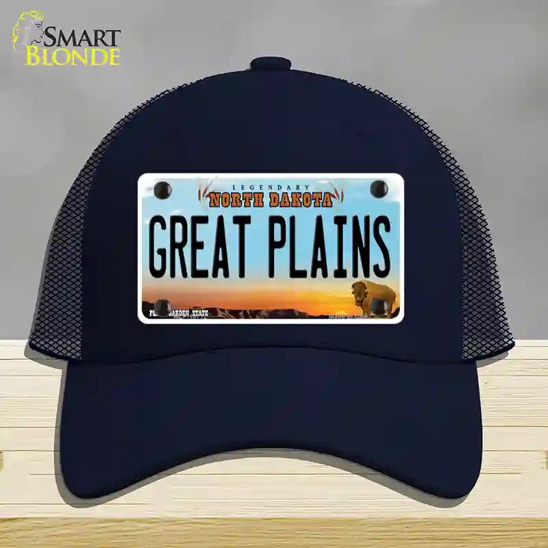 HAT16-MLP-10712 Great Plains North Dakota Novelty License Plate Hat, Mesh - Navy