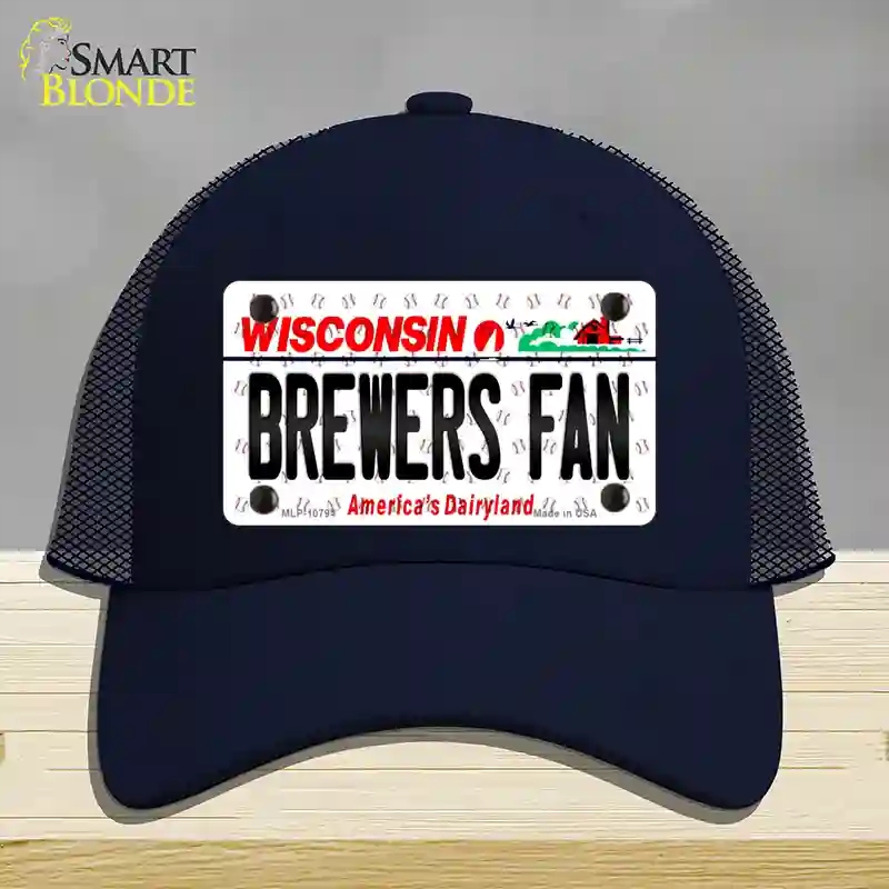 HAT16-MLP-10794 Brewers Fan Wisconsin Novelty License Plate Hat, Mesh - Navy