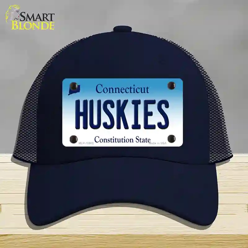 HAT16-MLP-10902 Huskies Connecticut Novelty License Plate Hat, Mesh - Navy