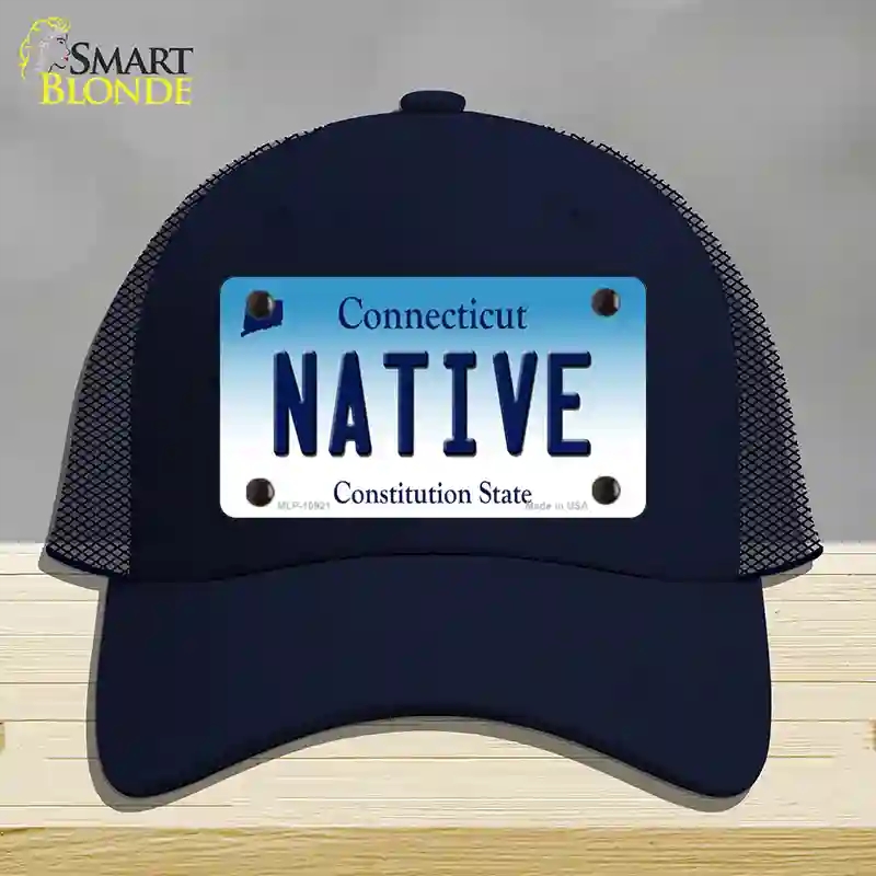 HAT16-MLP-10921 Native Connecticut Novelty License Plate Hat, Mesh - Navy