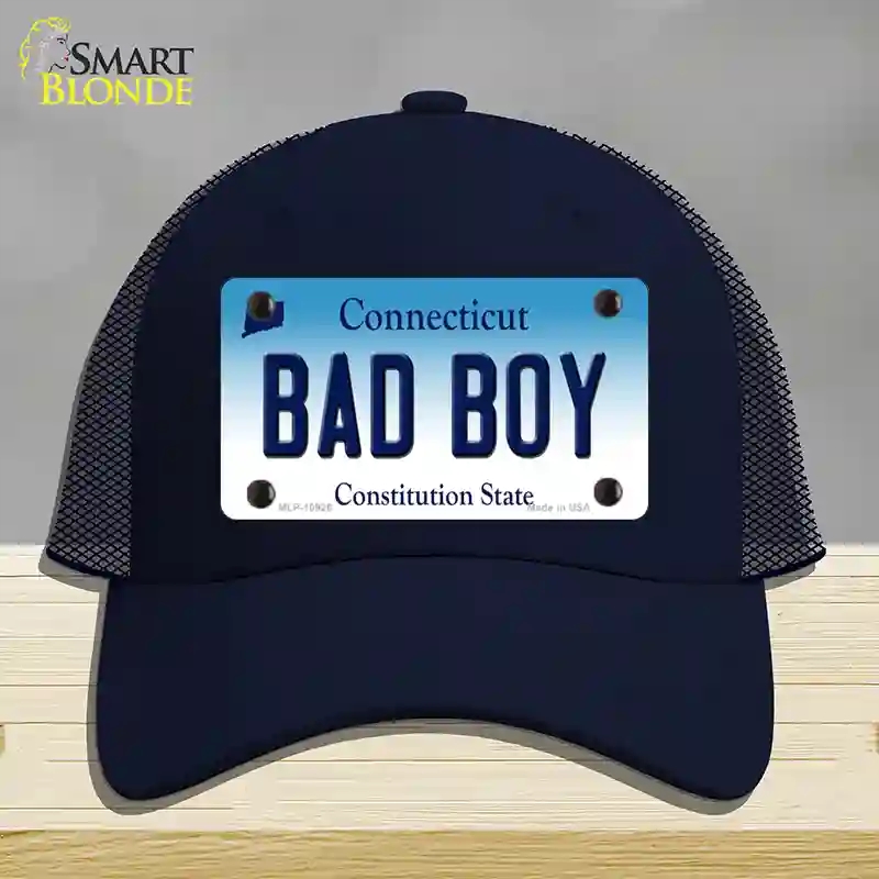 HAT16-MLP-10926 Bad Boy Connecticut Novelty License Plate Hat, Mesh - Navy