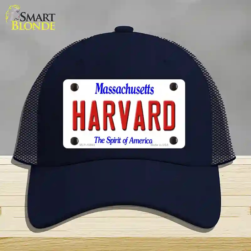 HAT16-MLP-10993 Harvard Massachusetts Novelty License Plate Hat, Mesh - Navy