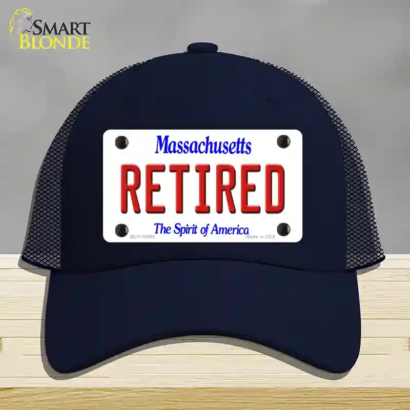 HAT16-MLP-10999 Retired Massachusetts Novelty License Plate Hat, Mesh - Navy