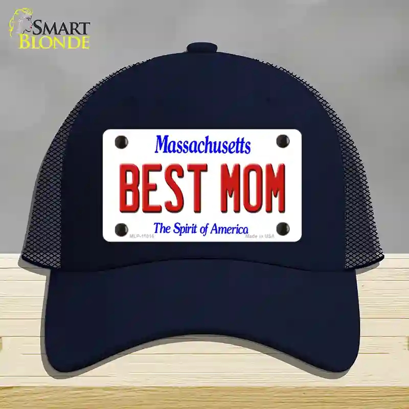 HAT16-MLP-11016 Best Mom Massachusetts Novelty License Plate Hat, Mesh - Navy