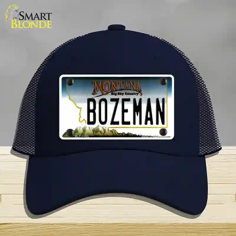 HAT16-MLP-11092 Bozeman Montana State Novelty License Plate Hat, Mesh - Navy