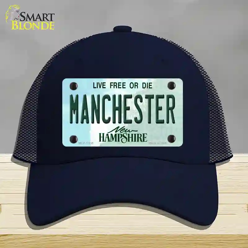 HAT16-MLP-11135 Manchester   Hampshire State Novelty License Plate Hat, Mesh - Navy