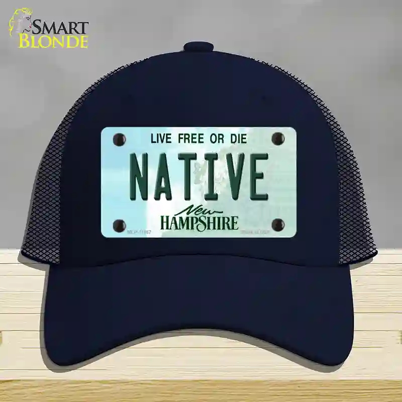 HAT16-MLP-11167 Native   Hampshire State Novelty License Plate Hat, Mesh - Navy