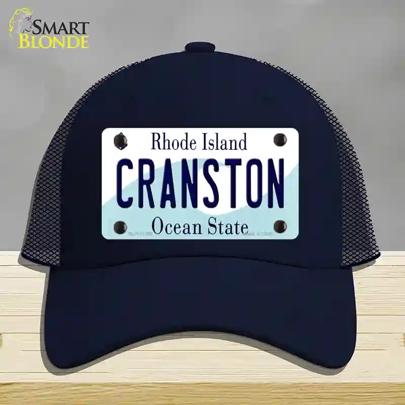 HAT16-MLP-11185 Cranston Rhode Island State Novelty License Plate Hat, Mesh - Navy