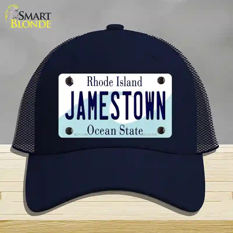 HAT16-MLP-11193 Jamestown Rhode Island State Novelty License Plate Hat, Mesh - Navy