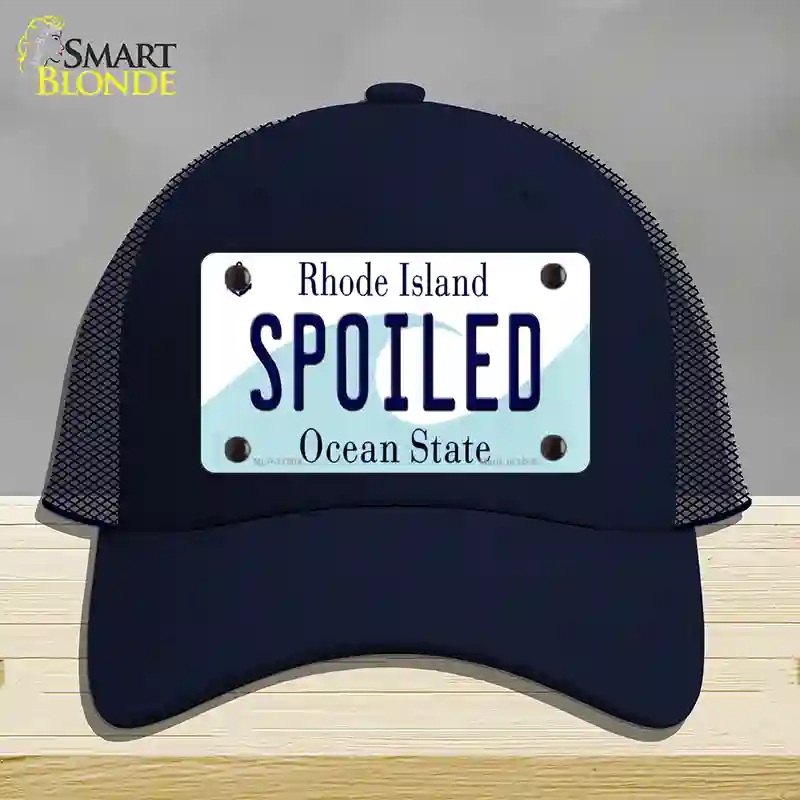 HAT16-MLP-11204 Spoiled Rhode Island State Novelty License Plate Hat, Mesh - Navy