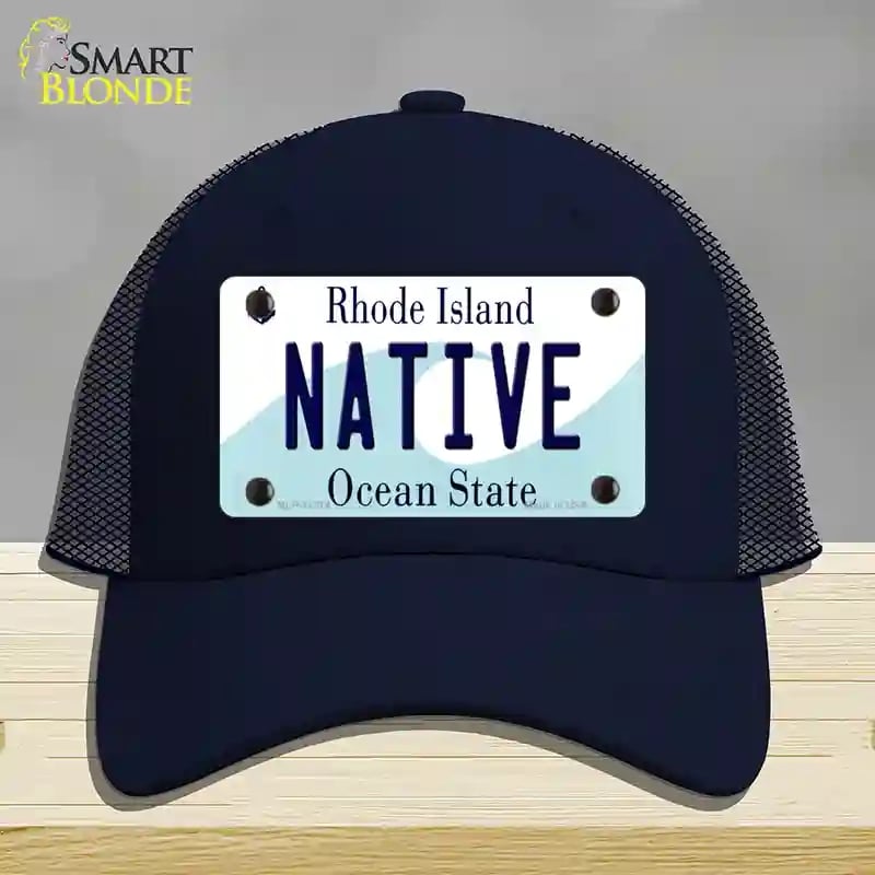 HAT16-MLP-11214 Native Rhode Island State Novelty License Plate Hat, Mesh - Navy