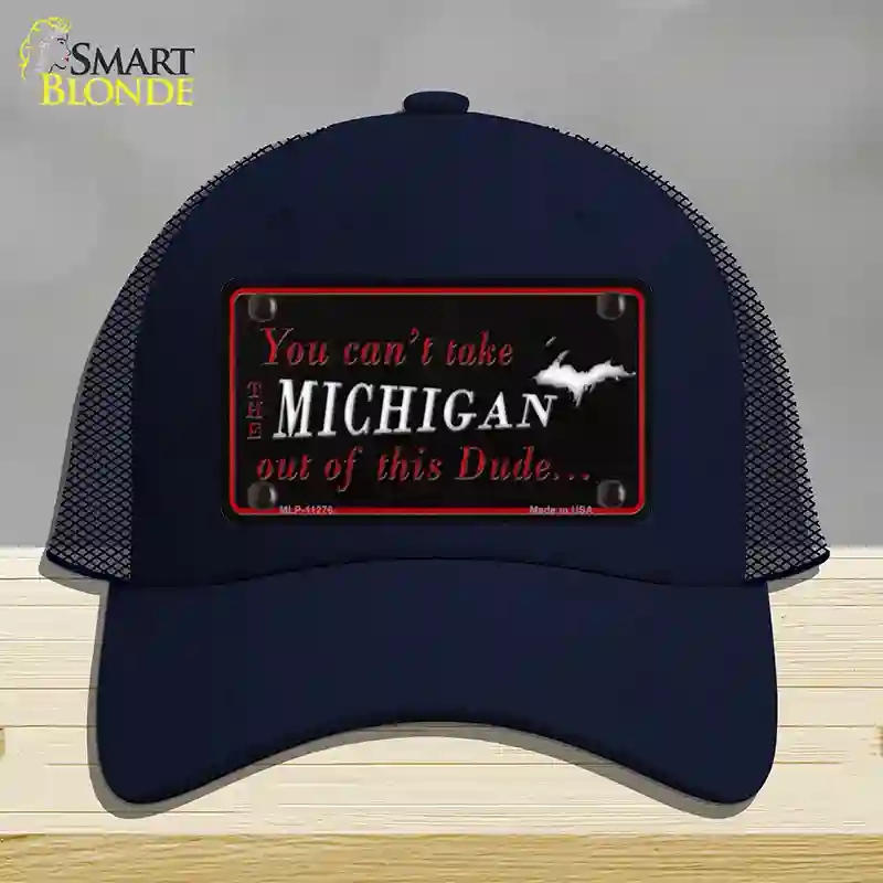 HAT16-MLP-11276 Michigan Dude Novelty License Plate Hat, Mesh - Navy