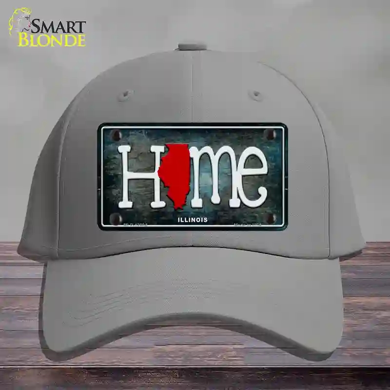 HAT23-MLP-12004 Illinois Home State Outline Novelty License Plate Hat, Cotton - Gray