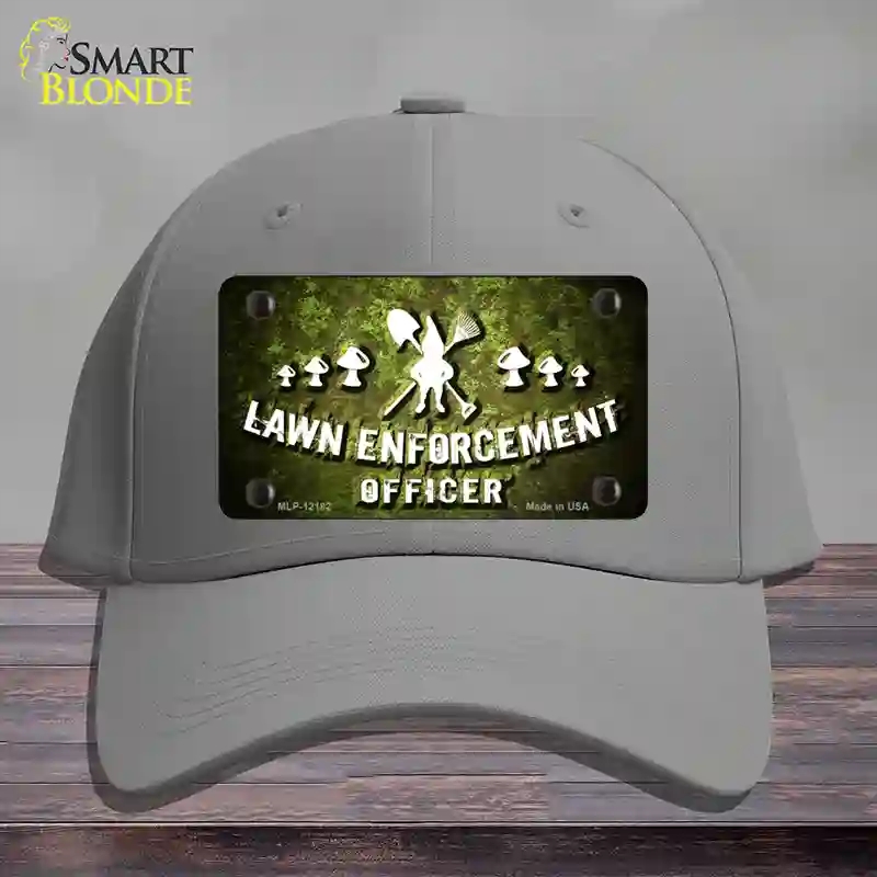 HAT23-MLP-12182 Lawn Enforcement Gnome Novelty License Plate Hat, Cotton - Gray